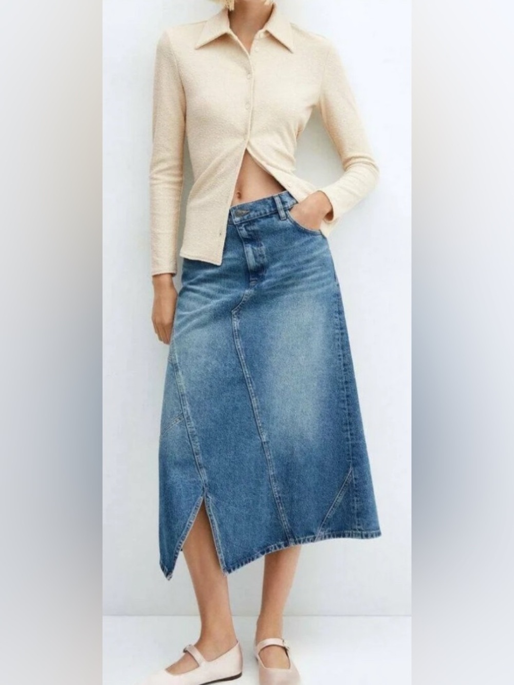 Mango knitted textured shirt XS NWT